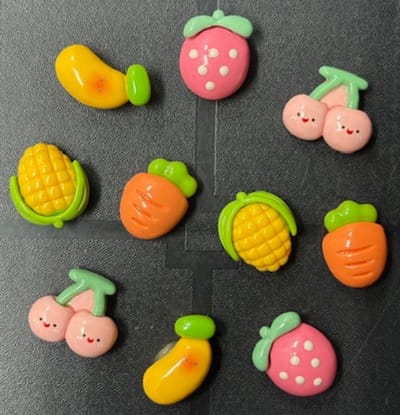 TLVX 10 stuks 3D Groente & Fruit Magneten / Leuke Koelkastmagneten / Banaan / Aardbei / Kersen / Wortel / Maïs / Sterke Foto Magneet / Speel- en Leer Magneten / School / Whiteboard / Boodschappenlijst / Notitie / Memo bord / Kleur Magneetjes