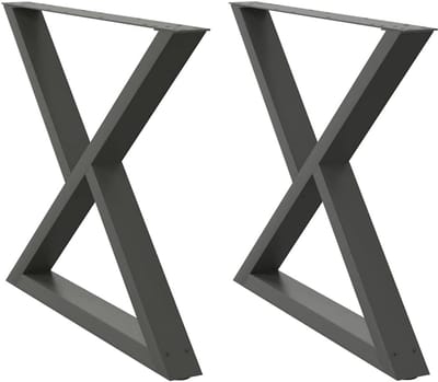 Set van 2 Tafelpoten voor Eettafel Verstelbaar Hoogte Antraciet Staal