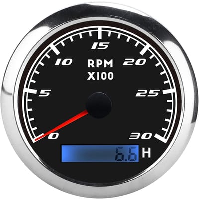 Toerenteller - RPM Meter - Motor Controle - IP67 Waterdicht - 85mm Diameter - Zwart