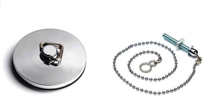 Stootdop 45mm Verchroomd Metaal met 18 Inch Ketting en Houder - Wit