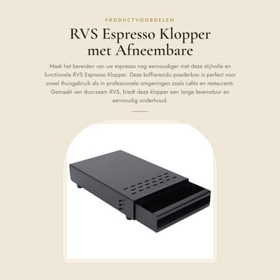 Dailygoods - Espresso Klop Doos Lade - Roestvrij Staal - Antislip