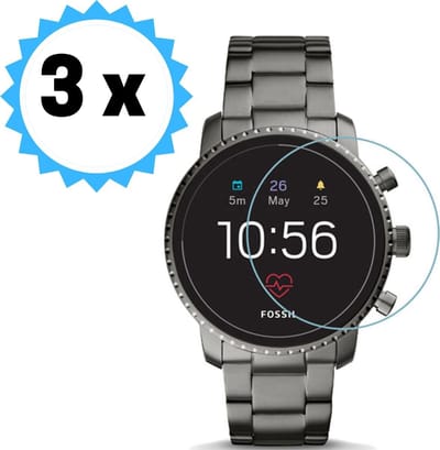 KELERINO. Screenprotector - Geschikt Voor Fossil Q Explorist - Gehard glas - 3 stuks