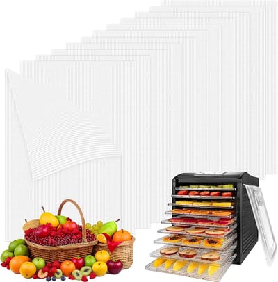 12 Stuks Silicone Droogbladen 38.5x28.5cm Herbruikbare Matten voor Fruit Drogen, Anti-aanbak Droogfilm en Stoomnet voor Voedseldehydrator