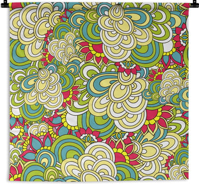 Wandkleed - Wanddoek - Patronen - Bloemen - Lente - 90x90 cm - Wandtapijt