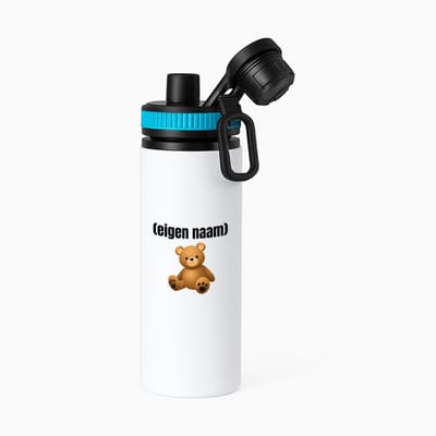 Hacebo® - teddybeer met eigen naam waterfles met draaidop blauw - Teddybeer - kinderen/knuffel liefhebber - iemand die houdt van teddyberen - verjaardag - cadeau - kado - geschenk - water fles - 850ML