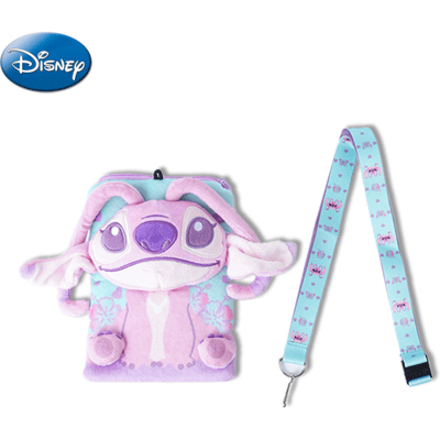 1 st. Disney Angel pluche keycord kaarthouder, officieel gelicentieerd, zachte schattige pluche ID-hoes met thematisch keycord, Stitch
