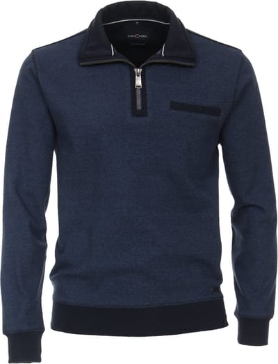 CASAMODA Halfzip Trui Blauw - Maat S - Heren - Quarter zip