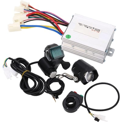 Fietscontroller Duimgas Set Geborstelde Controller Kit met Koplamp Schakelaar voor Elektrische Driewieler Scooter 36V 350W gray