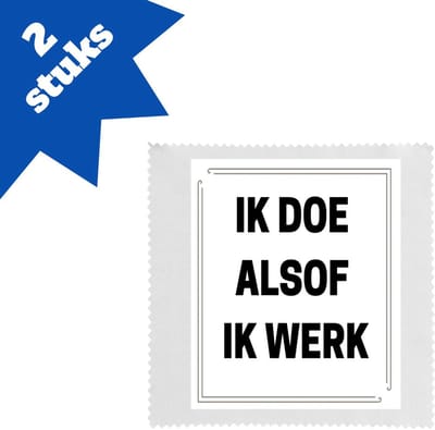 Akyol - ik doe alsof ik werk brillendoekjes - Werk - collega's - collega's - werknemers - verjaardag - afscheidscadeau - geschenk - leuke cadeau - kado - 17,8 bij 17,8 cm - 2 stuks