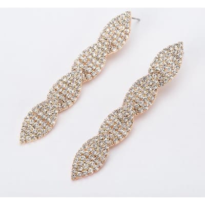Boucles d'oreilles longues à pampilles en métal pour femmes, mode européenne et américaine, strass, vente en gros de bijoux or