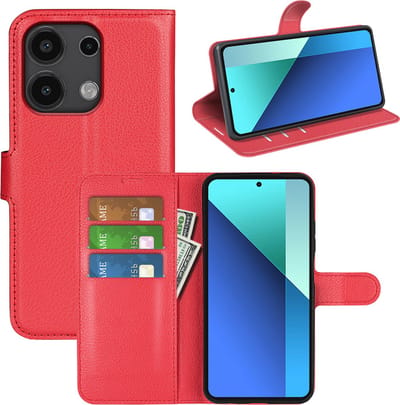 MobyDefend Hoesje - Geschikt voor Xiaomi Redmi Note 13 4G - Kunstleren Wallet Book Case (Sluiting Voorkant) - Rood
