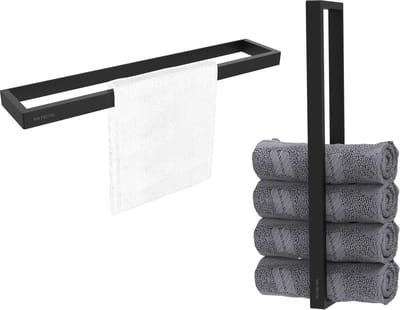 Via Fectio® Handdoekhouder 40 cm Zelfklevend - Mat Zwart - Handdoekrek