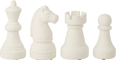 J-Line decoratie Schaakstuk - polyresin - wit - small - 4 stuks
