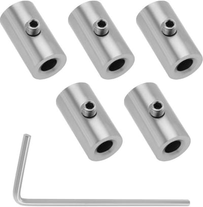 Draadkabel Klem 5 Stuks - 304 Roestvrij Staal - Geschikt voor 1 mm/1,5 mm Staalkabel - Lengte 15 mm - Buitendiameter 8 mm - Binnendiameter 3,5 mm - Kabelklem