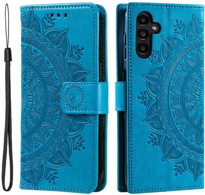 Mandala Book Case Geschikt voor Samsung Galaxy A26 - Hoesje met Pasjeshouder Blauw