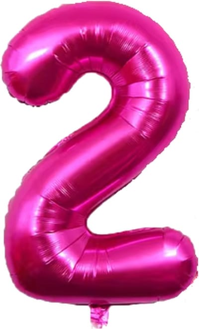 Jumada's - Folieballon cijfer 2 - fuchsia - 100cm