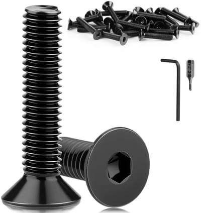 Set van 15 RVS M8 x 25 mm verzonken schroeven met zeskantkop, DIN 7991/ISO 10642, volledig draad en zwart afgewerkt voor diverse toepassingen