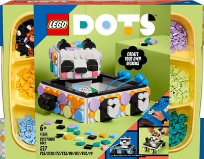 LEGO® DOTS Schattige panda bakje 41959 knutselset; een aanpasbaar opbergbakje voor kleine knutselfans; creatief speelgoed waarmee kinderen vanaf 6 jaar unieke ontwerpen kunnen maken (517 onderdelen)