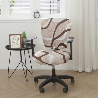 Geometrische bedrukte gespleten stoelhoes voor kantoor, moderne stijl, elastische computerhoekstoelhoezen, roterende krukbeschermer 1 set gray