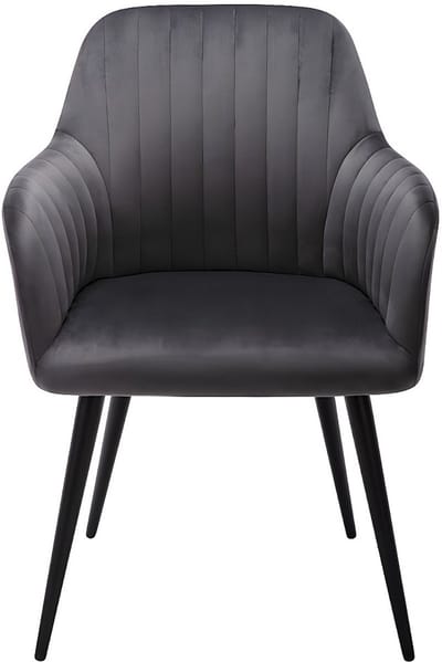Vente-unique Set van 2 stoelen met armleuningen - Fluweel en zwart metaal - Grijs - ELEANA