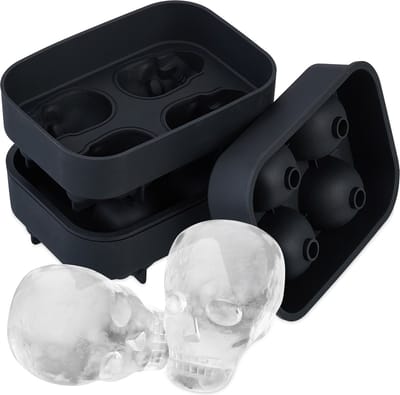 ijsblokjesvorm doodshoofd - set van 2 - siliconen - Halloween - 4 ijsblokjes