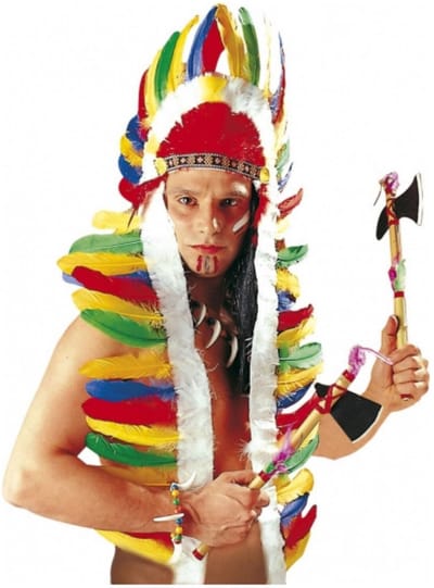 Widmann Indianentooi met veren - Kostuum accessoire voor volwassenen - 160 cm