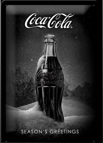 Coca Cola Season's Greetings Metalen wandbord in reliëf 20 x 30 cm.