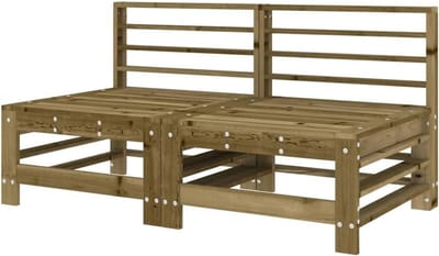 Houten Tuinbank - Modulaire Zitbank - Buiten Ontspannen - Drukgeïmpregneerd Hout - 57.5 x 63.5 cm - Natuurlijk
