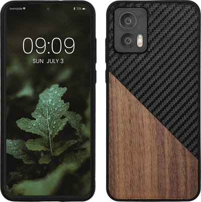 kwmobile hoesje geschikt voor Motorola Edge 30 Neo - Backcover in donkerbruin / zwart -Smartphonehoesje - design