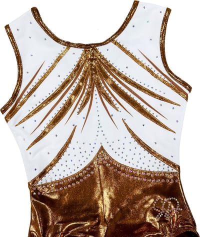 Sparkle&Dream Turnpakje Stella Copper Wit - Maat ASM 158/164 - Gympakje voor Turnen, Acro, Trampoline en Gymnastiek