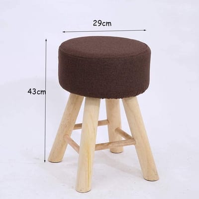 Voetenbank Hout - Bankje Krukje - Ontspannen Zitten - Massief Houten Frame - Rond - Bruin