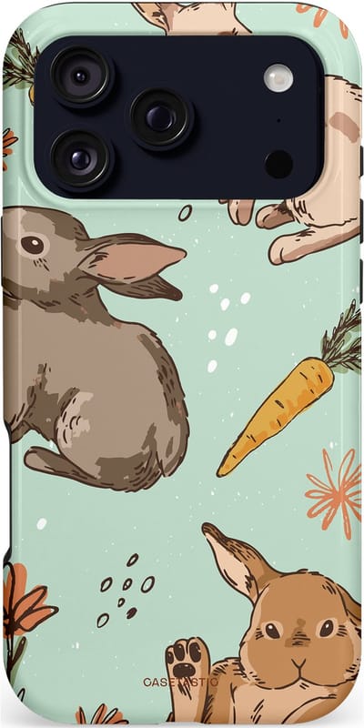 Casetastic hoesje geschikt voor Apple iPhone 17 Pro Max - MagSafe - Dubbellaagse bescherming - Hop hop knappel - Fashion Case - Lichtgrijs Taupe Mintgroen Perzik
