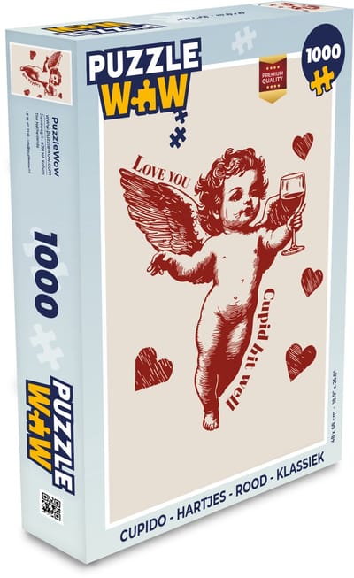 Puzzel Cupido - Hartjes - Rood - Klassiek - Legpuzzel - Puzzel 1000 stukjes volwassenen