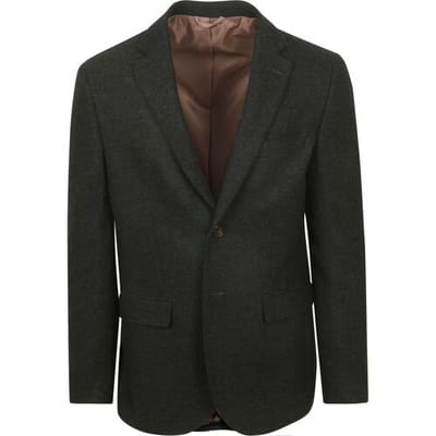 Suitable Colbert Herringbone Merinowol Donkergroen - Maat 48 - Heren blazer