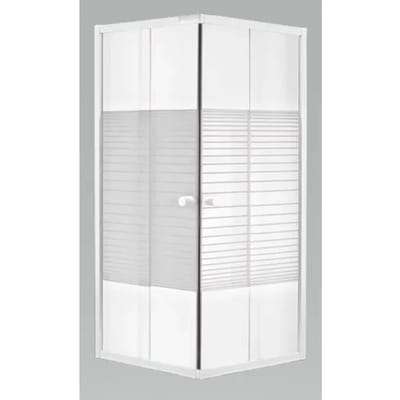 Baseline - Douche Hoekinstap 77-89 X 185cm - Wit Profiel - 4 Mm Gestreept Glasmotief