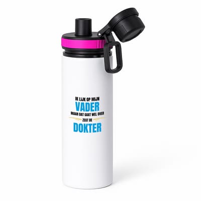 Hacebo® - Ik lijk op mijn vader waterfles met draaidop roze - Papa - liefste vader - cadeautje - verjaardagscadeau - verjaardag - cadeau voor papa - cadeau - kado - geschenk - gift - papa artikelen - vaderdag - water fles - 850ML