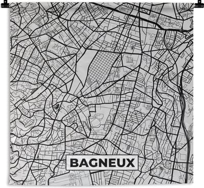 Wandkleed - Wanddoek - Stadskaart - Frankrijk - Kaart - Bagneux - Plattegrond - 180x180 cm - Wandtapijt