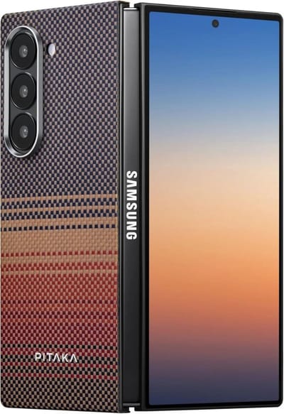 PITAKA MagEZ 5 Hoesje Geschikt voor Samsung Galaxy Z Fold 6 - Compatibel met MagSafe - Back Cover 600D Aramidevezels - Ultra Dun - Rood