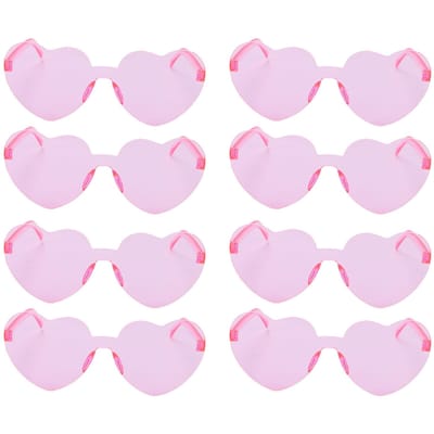 8 Paar Hartvormige Zonnebrillen Liefde Roze Snoepkleur Randloos Hartvormige Zonnebrillen voor Dames Roze roze
