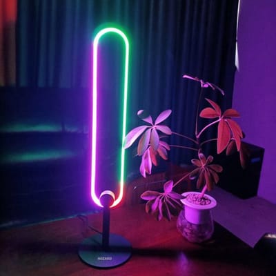 Hozard® Moderne LED Vloerlamp Z2 Mini - Dimbare Staand Lamp + Bluetooth - Ovaal - Led Lamp - Staande lampen - RGB Smart Lamp - Zwart