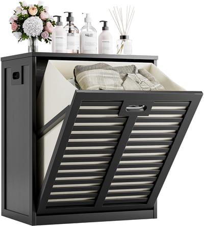 Dailygoods- Wasmandkast 63 Liter - Verwijderbare Waszak - Metalen Handgreep - Kantelbaar - Multifunctioneel Opbergproduct - Geschikt voor Keuken/Badkamer - Opbergkast