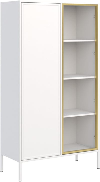 Selsey Velveto – Vitrinekast 2 deuren – met glazen front – wit – 90 cm
