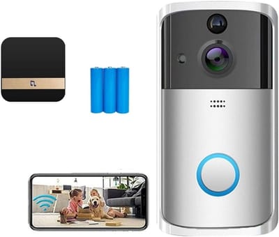 Draadloze Videodeurbel - Slimme Deurbel Camera - Thuisbeveiliging - Bewegingsdetectie - 166° groothoeklens - Blauw