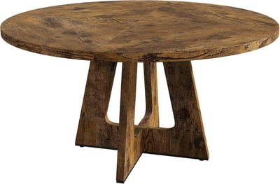 Grote Ronde Eettafel - Ø 120 cm - Geschikt voor 4 tot 6 Personen - Landelijk Design met Houten Poten - bruin (Exclusief Stoelen)