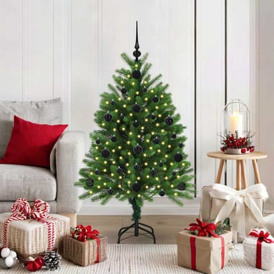 vidaXL - Kerstboom - met - 150 - LED - met - standaard - Groen - 120 - cm - PE