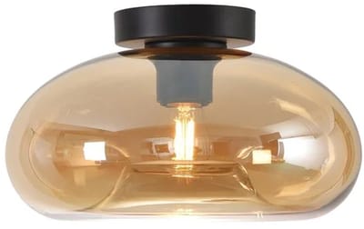 Artdelight - Plafondlamp Paradise Ø 28 cm amber glas zwart