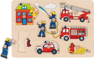 GOKI Steekpuzzel - Brandweer - 8 Delen - 30X21X2,4Cm - Hout - 1 Jaar