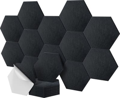 Akoestische wandpanelen - 18 stuks - zelfklevend - 30x26 cm - zwart