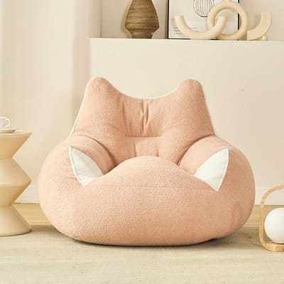 Zitzakhoes - Poefhoes Luie Bank - Ontspannen Zitten - Zacht Teddyfluweel - 65 x 65 x 70 cm - Roze