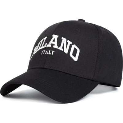 Unisex Milano Letter Borduur Baseball Caps Lente Herfst Buiten Verstelbaar Casual Hoeden Zonbescherming Hoed Sport Cap zwart